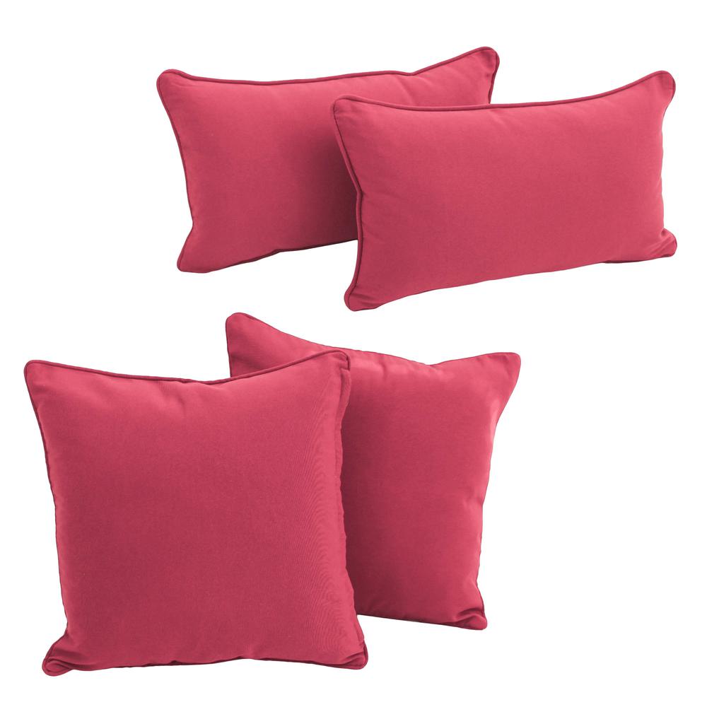 Double-corded Solid Twill Throw Pillows with Inserts (Set of 4), Bery Berry. Picture 1