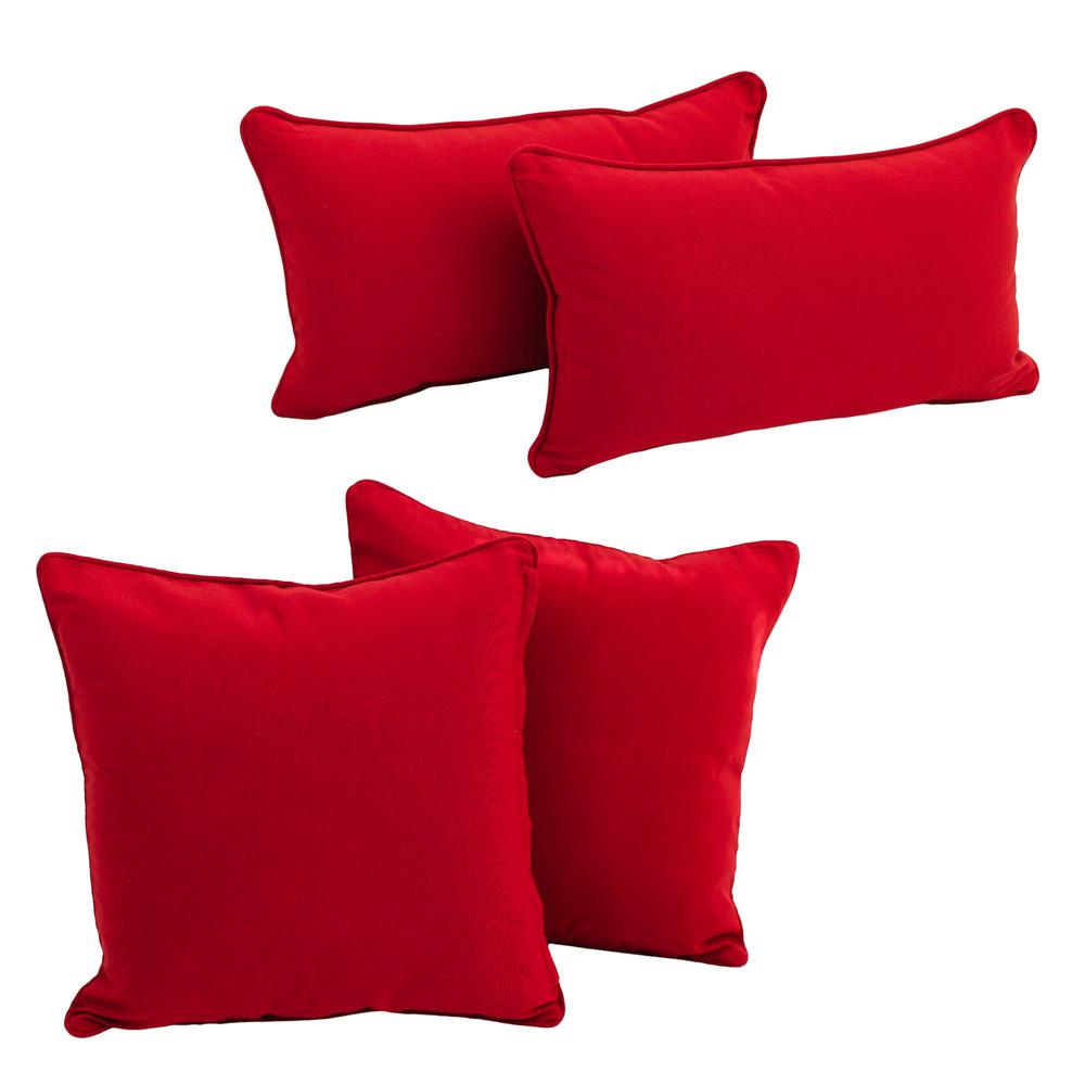Double-corded Solid Twill Throw Pillows with Inserts (Set of 4), Red. Picture 1