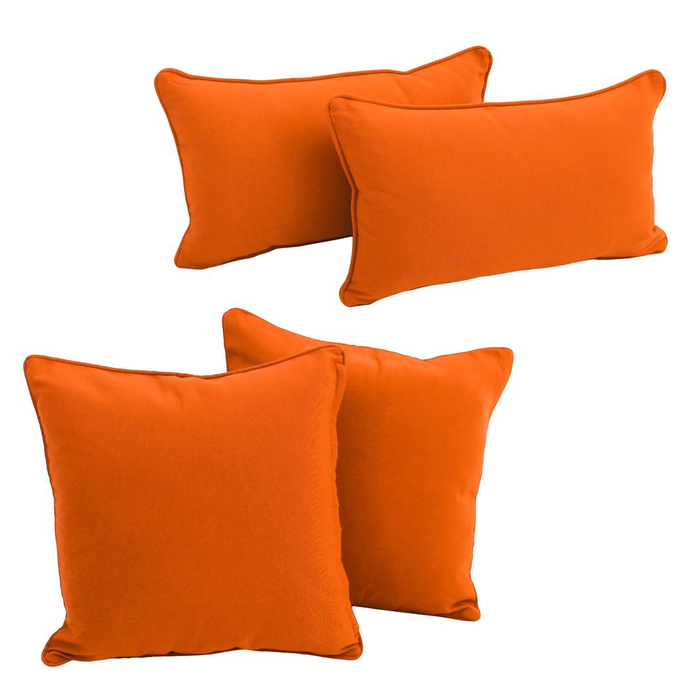 Double-corded Solid Twill Throw Pillows with Inserts (Set of 4), Tangerine Dream. Picture 1