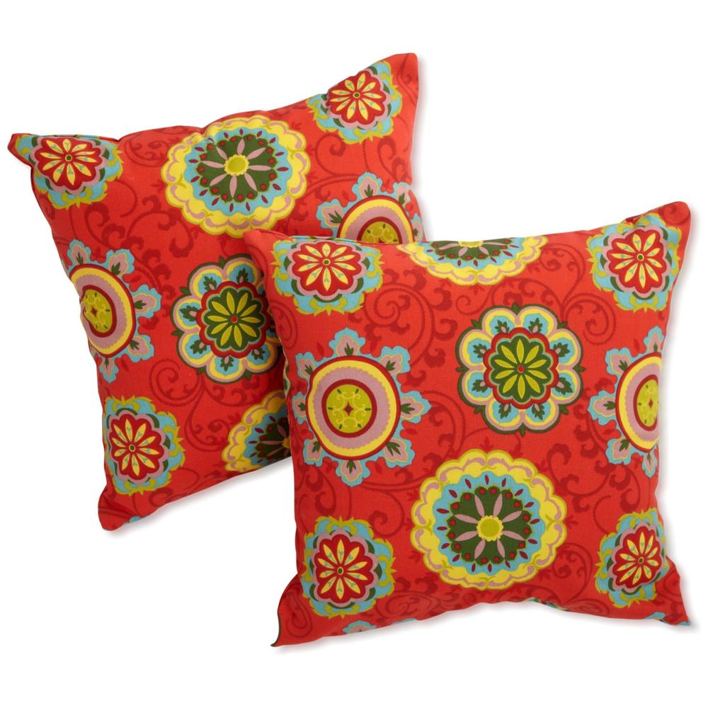 Blazing Needles 17-inch Outdoor Knife Edge Throw Pillows (Set of 2). Picture 1