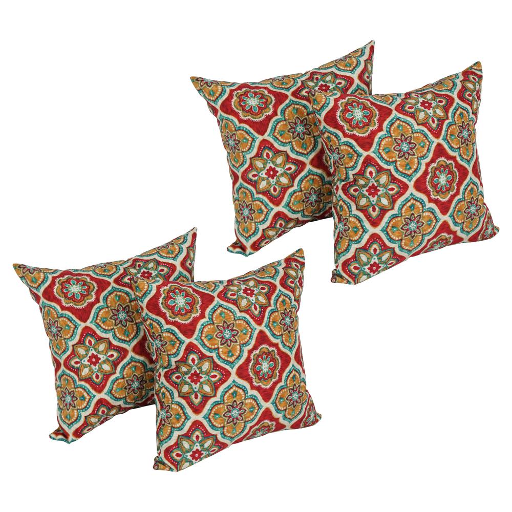 17-inch Square Pattern Polyester Outdoor Throw Pillows (Set of 4) 9910-S4-REO-63. Picture 1