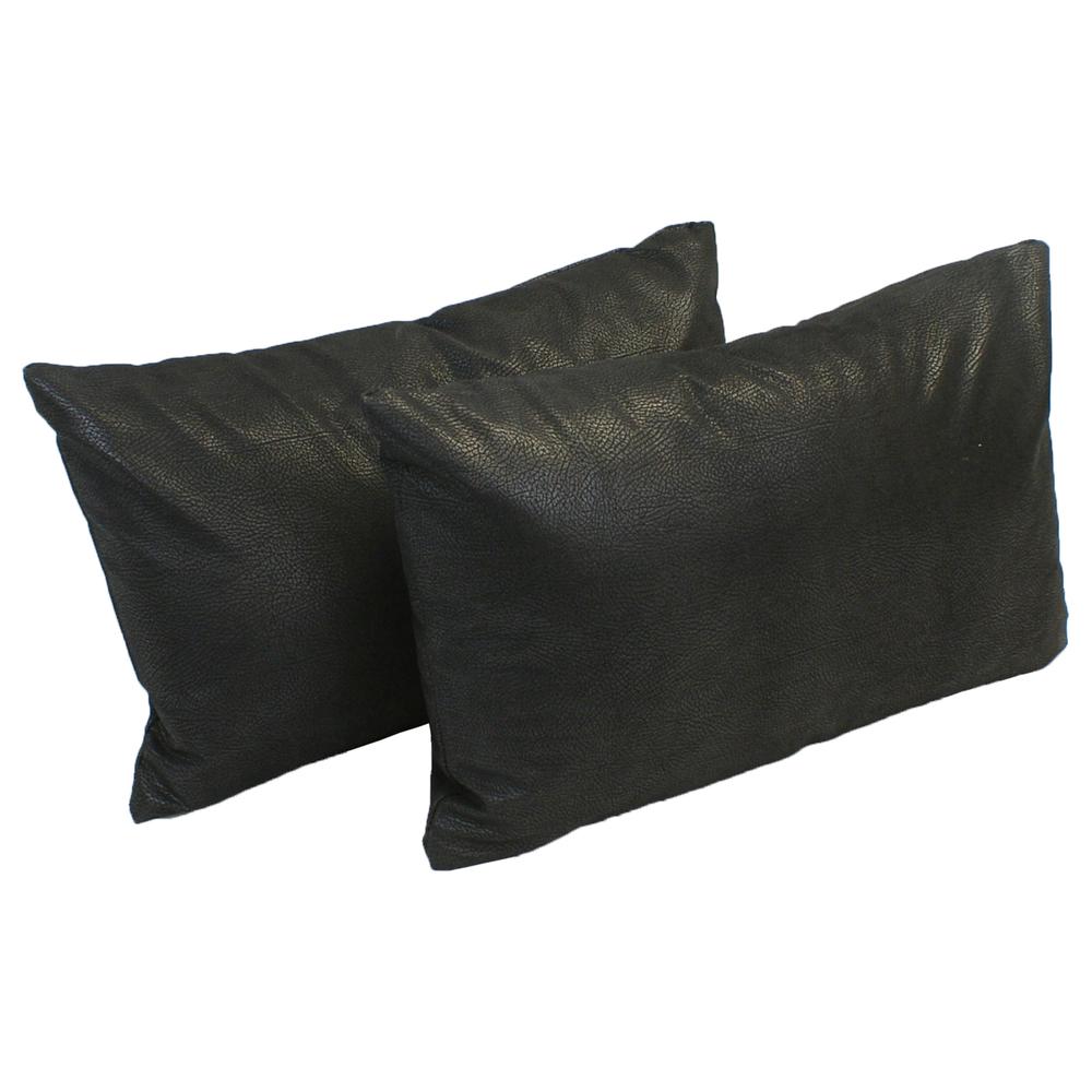 12-inch by 20-inch Rectangular Premium Faux Leather Throw Pillows (Set of 2)  9911-S2-ZP-ID-041. Picture 1