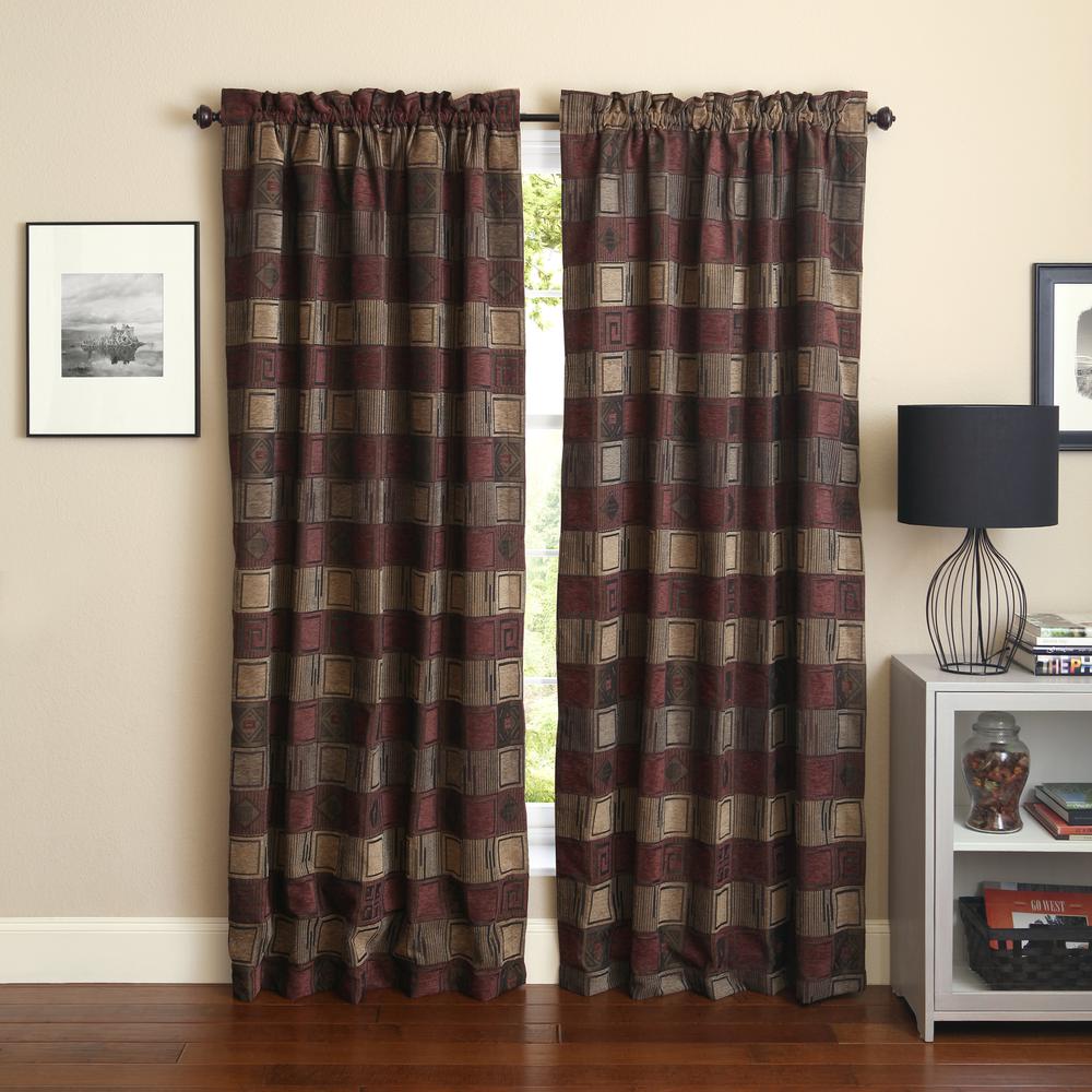 Blazing Needles 108-inch by 52-inch Patterned Jacquard Chenille Curtain Panels (Set of 2). The main picture.