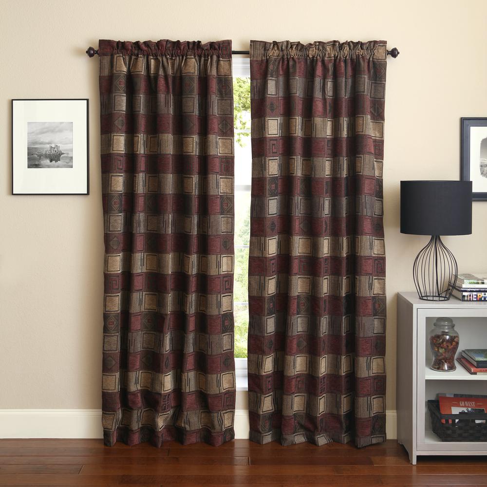 Blazing Needles 108-inch by 52-inch Patterned Jacquard Chenille Curtain Panels (Set of 2). Picture 2