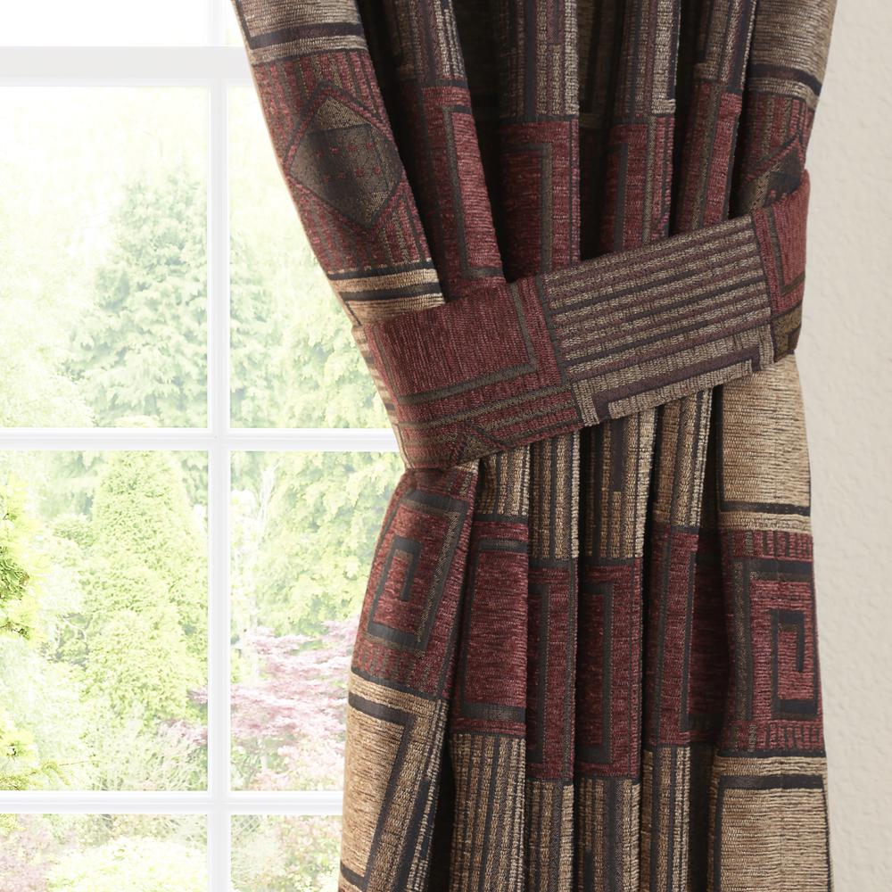 Blazing Needles 108-inch by 52-inch Patterned Jacquard Chenille Curtain Panels (Set of 2). Picture 1