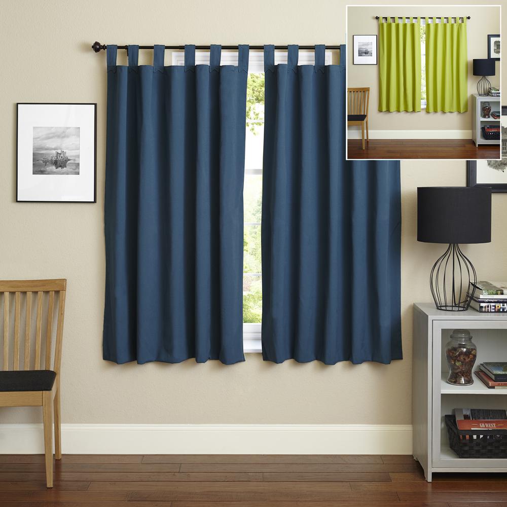 Blazing Needles 63-inch by 52-inch Twill Insulated Blackout Two-Tone Reversible Curtain Panels (Set of 2). Picture 3