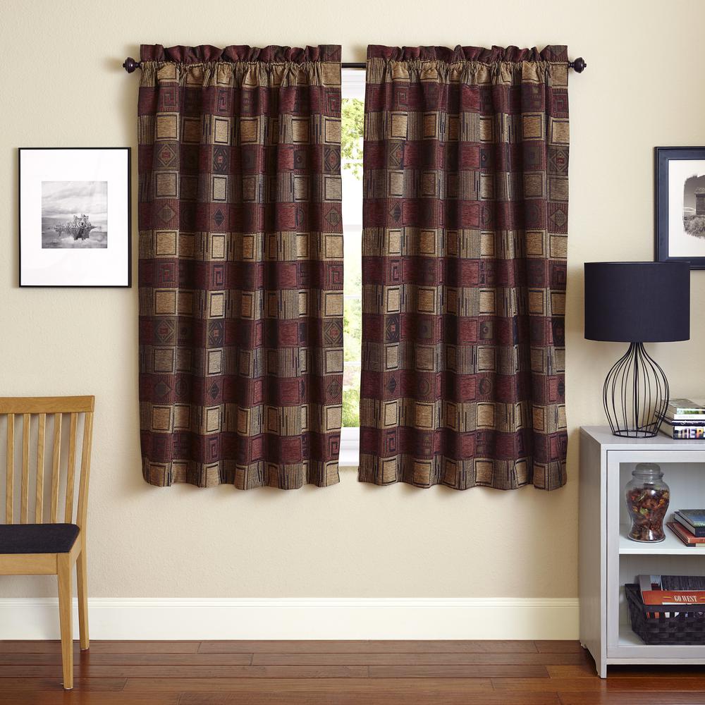 Blazing Needles 63-inch by 52-inch Patterned Jacquard Chenille Curtain Panels (Set of 2). The main picture.