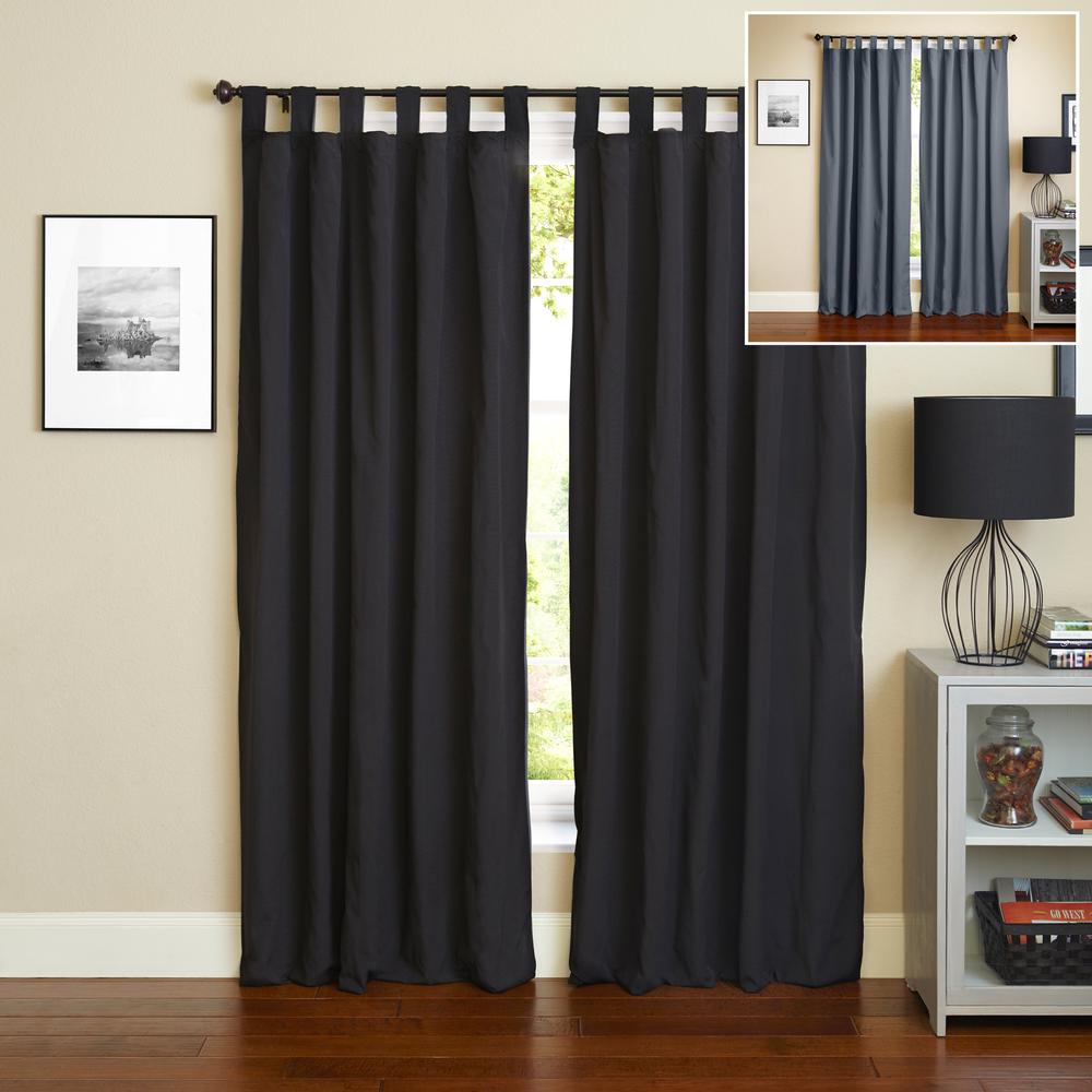 Blazing Needles 84-inch by 52-inch Twill Insulated Blackout Two-Tone Reversible Curtain Panels (Set of 2). Picture 1