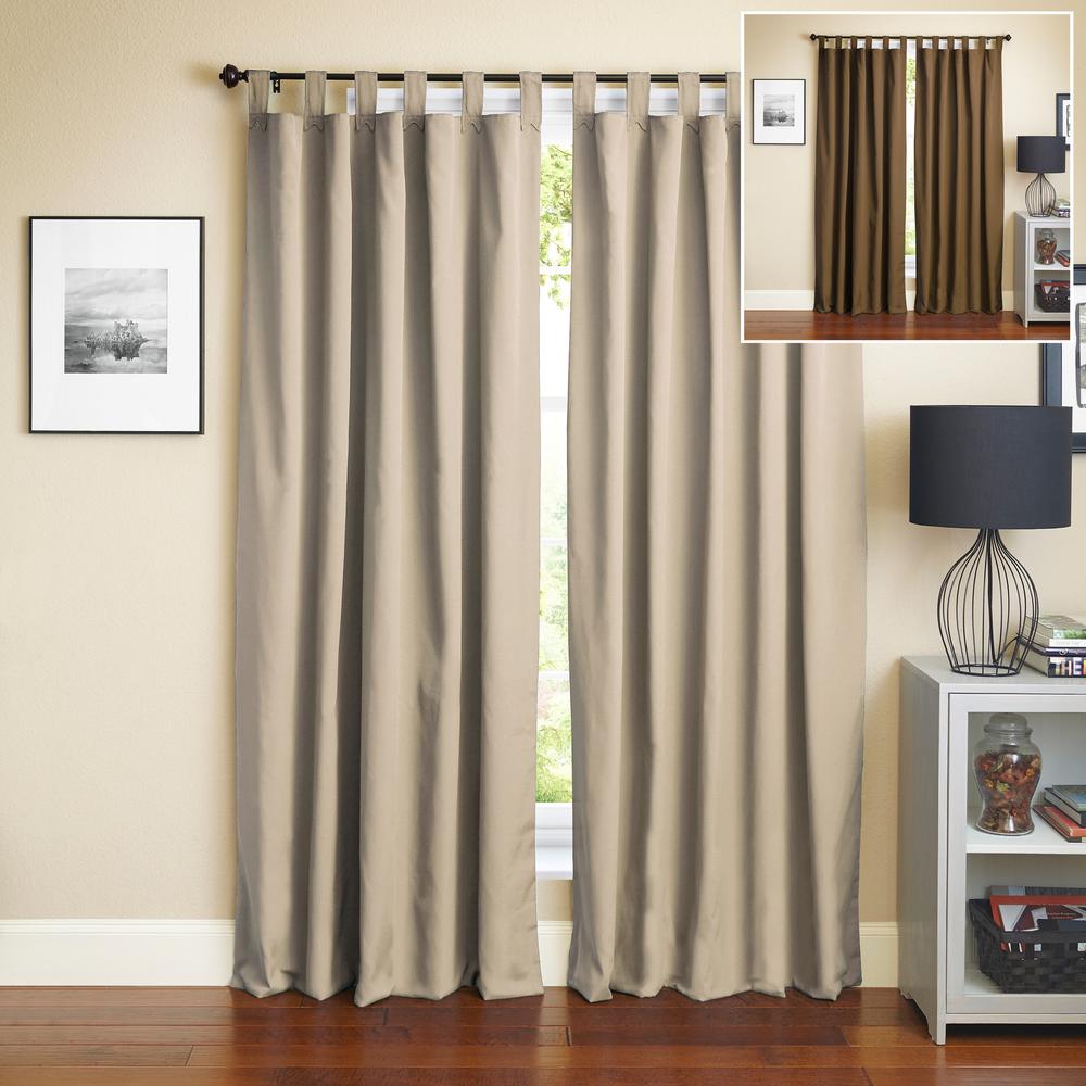 Blazing Needles 84-inch by 52-inch Twill Insulated Blackout Two-Tone Reversible Curtain Panels (Set of 2). Picture 1