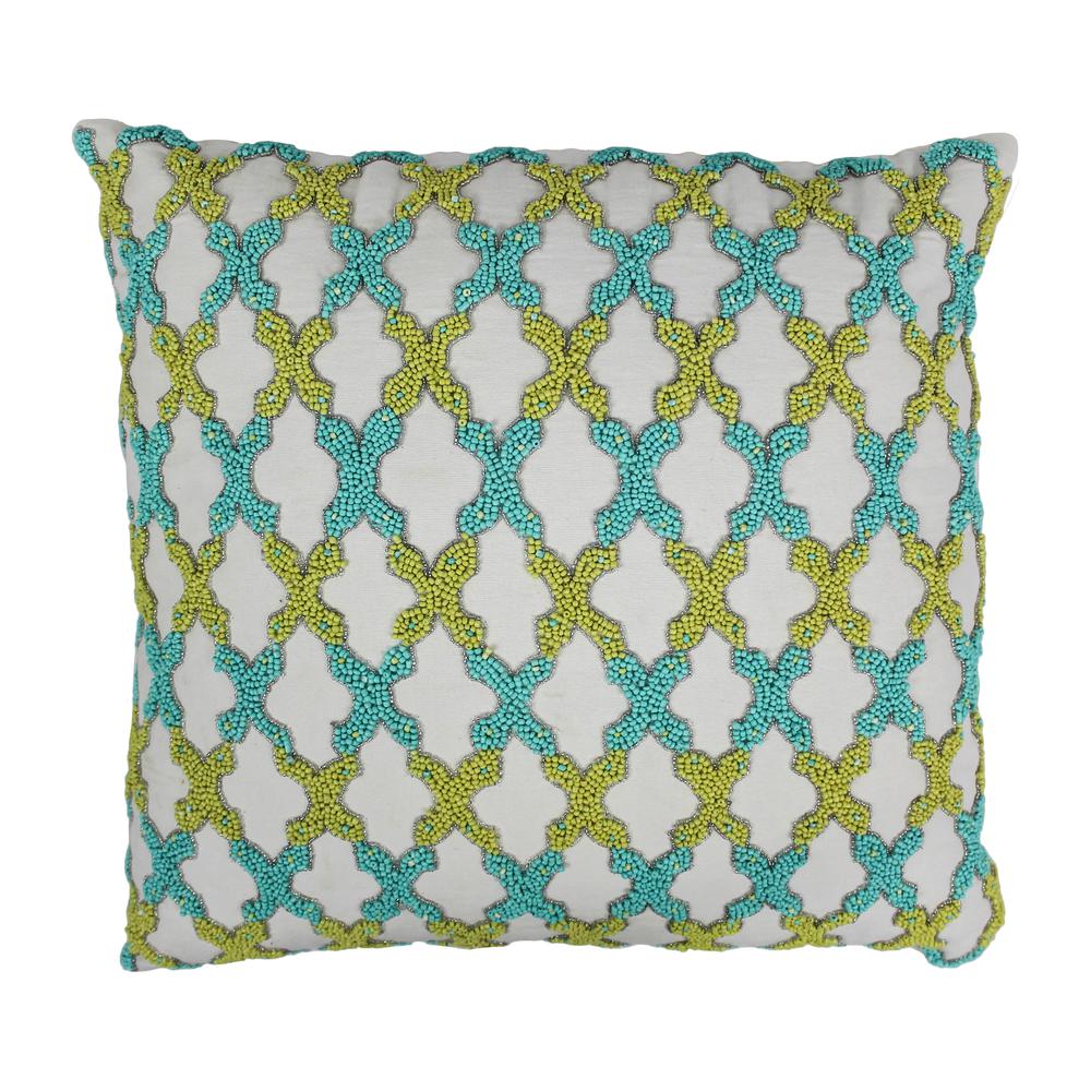 Blazing Needles 20-inch Moroccan Patterned Beaded Cotton Throw Pillows. Picture 1