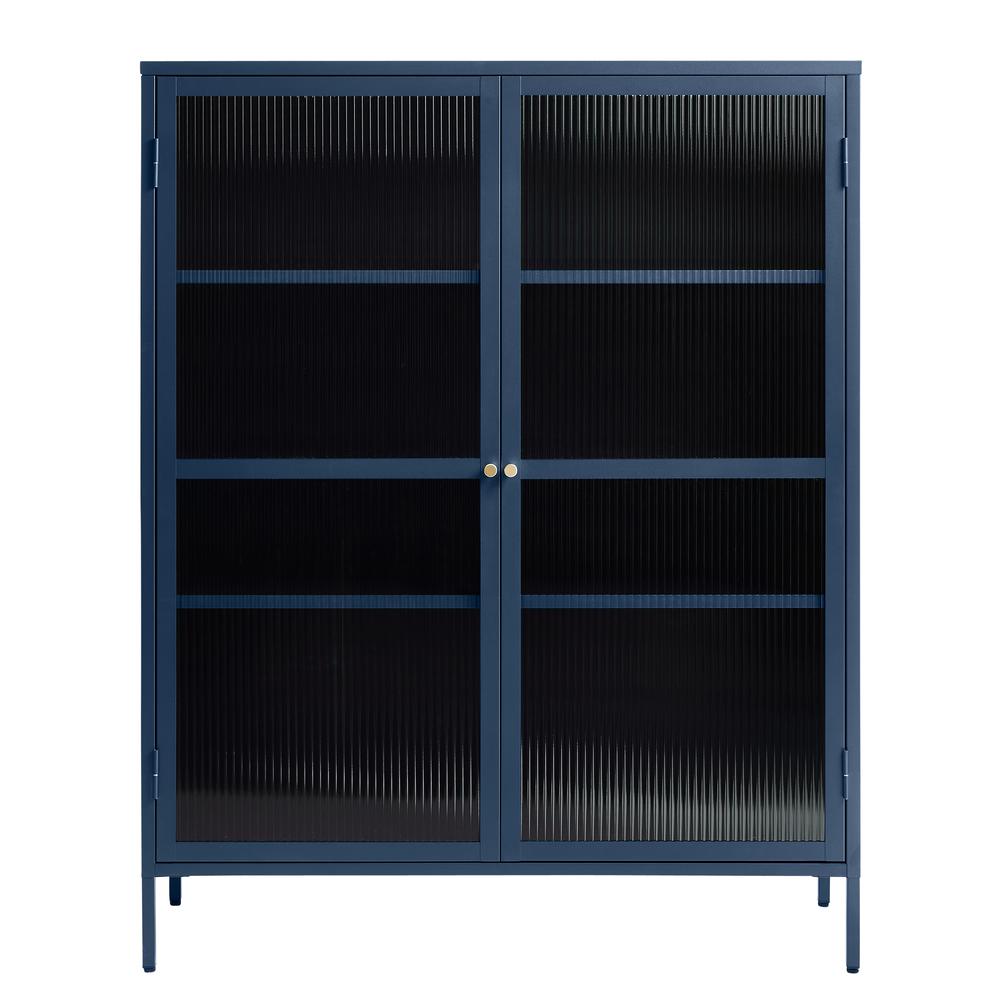 Metal & Glass 55" Display Cabinet, Blue. Picture 1