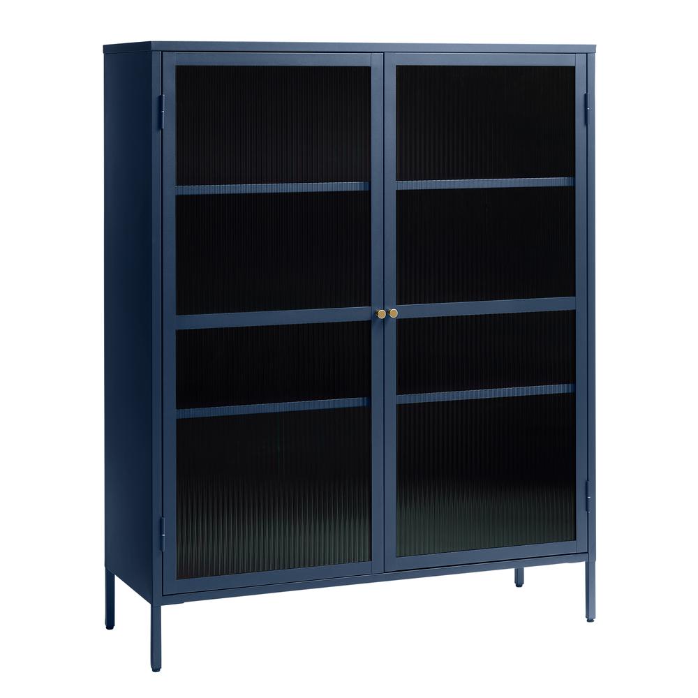 Metal & Glass 55" Display Cabinet, Blue. Picture 2