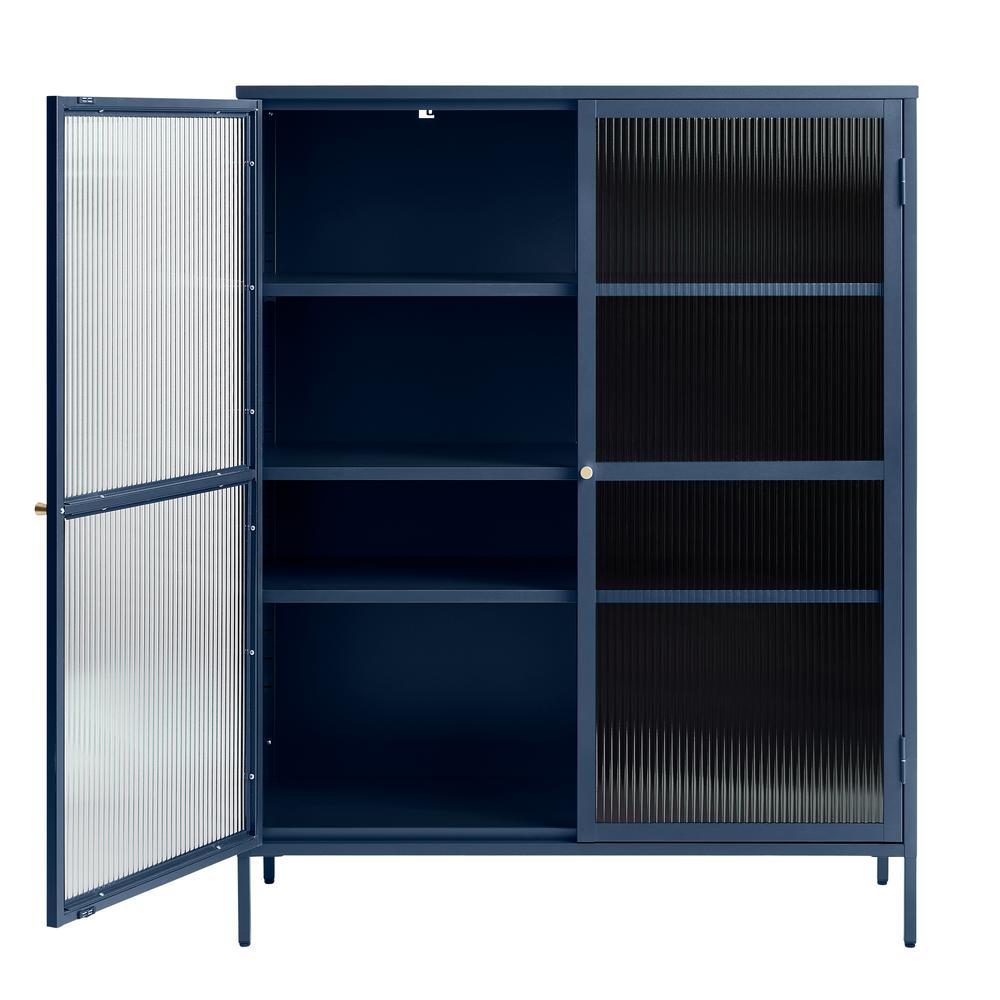 Metal & Glass 55" Display Cabinet, Blue. Picture 3