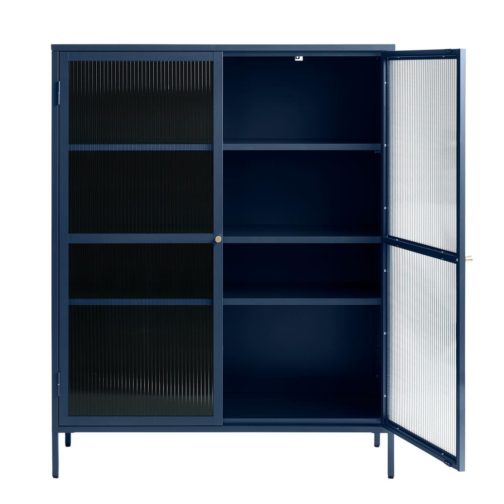 Metal & Glass 55" Display Cabinet, Blue. Picture 4