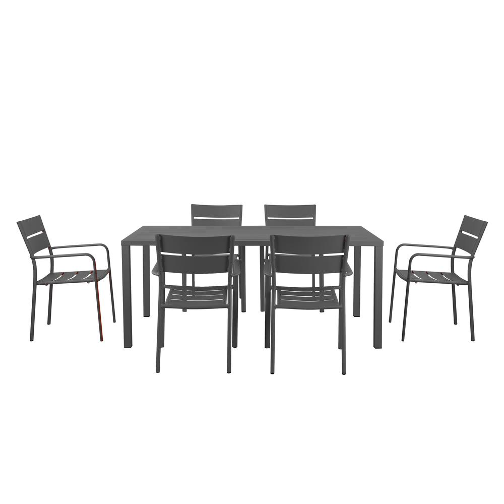 Miami 7 Piece Dining Set, Grey. Picture 1
