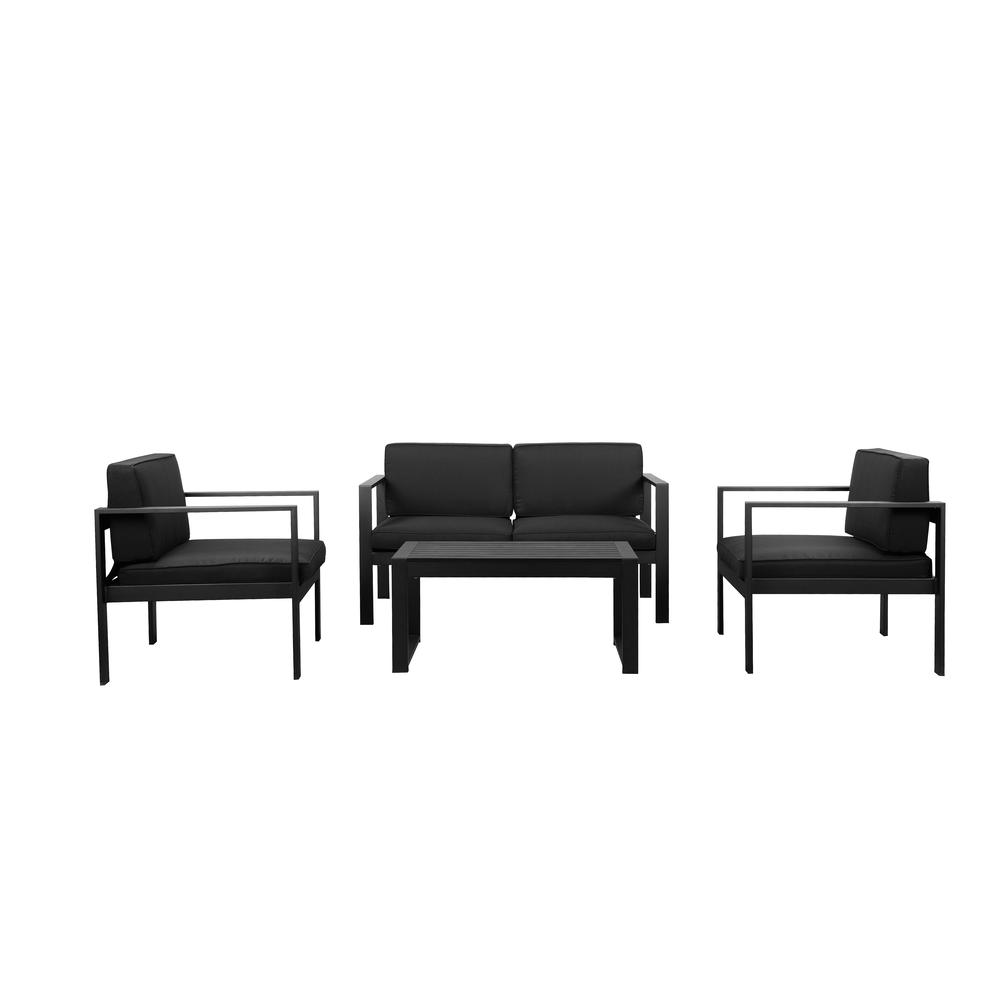 Karen 4 Piece Sofa Set, Black. Picture 1