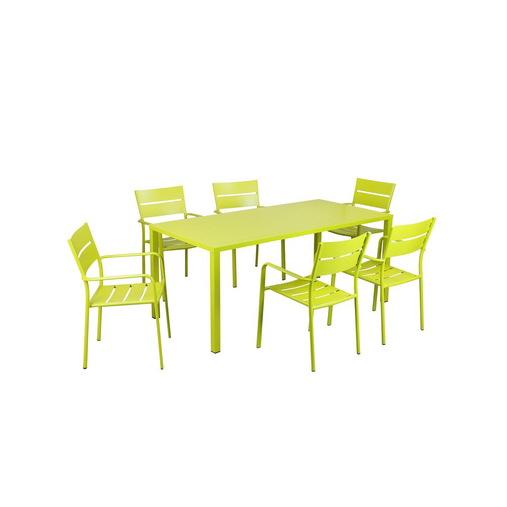 Miami 7 Piece Dining Set, Green. Picture 1