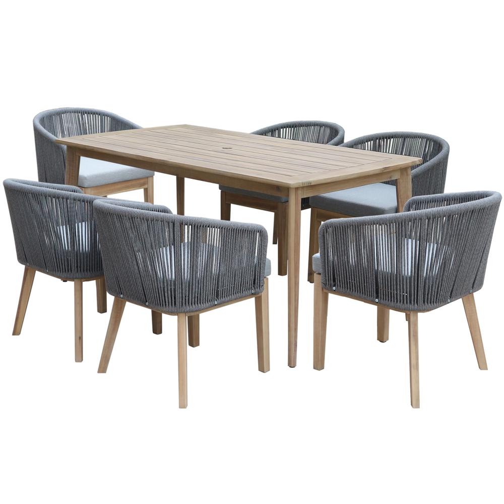 Diego 7 Piece Dining Set Grey. Picture 1