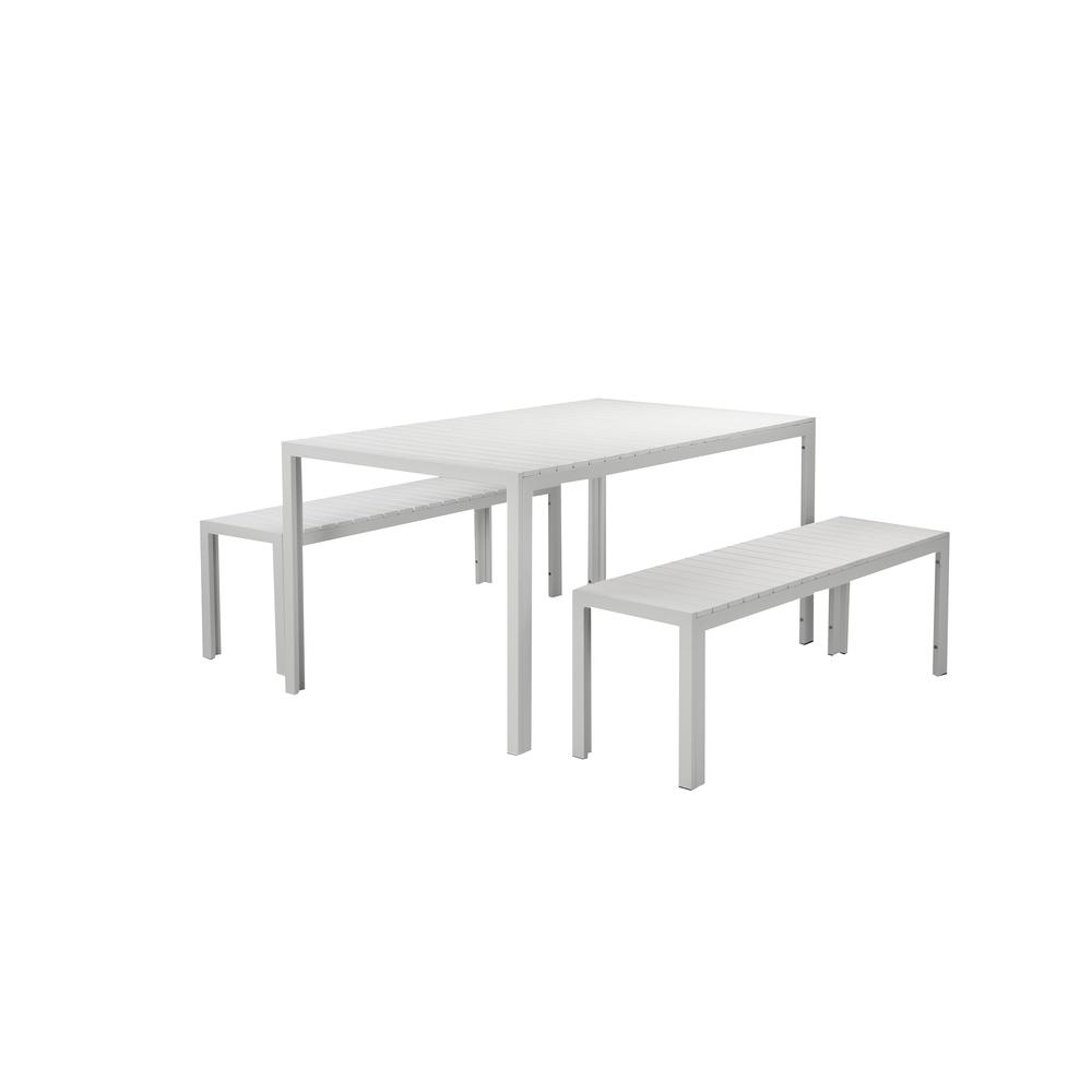 Breeze 3 Piece Dining Set, White & White. Picture 1