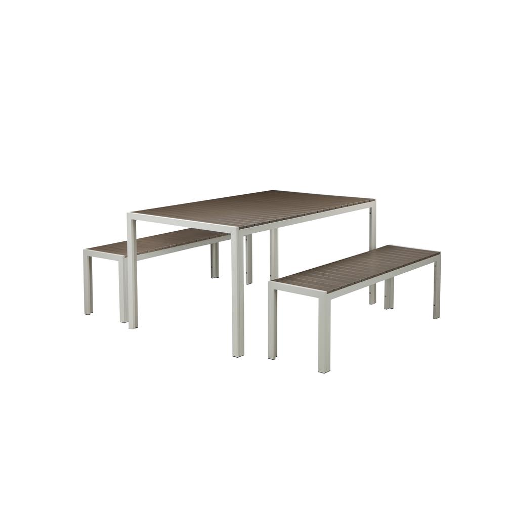 Breeze 3 Piece Dining Set, White & Grey. Picture 1