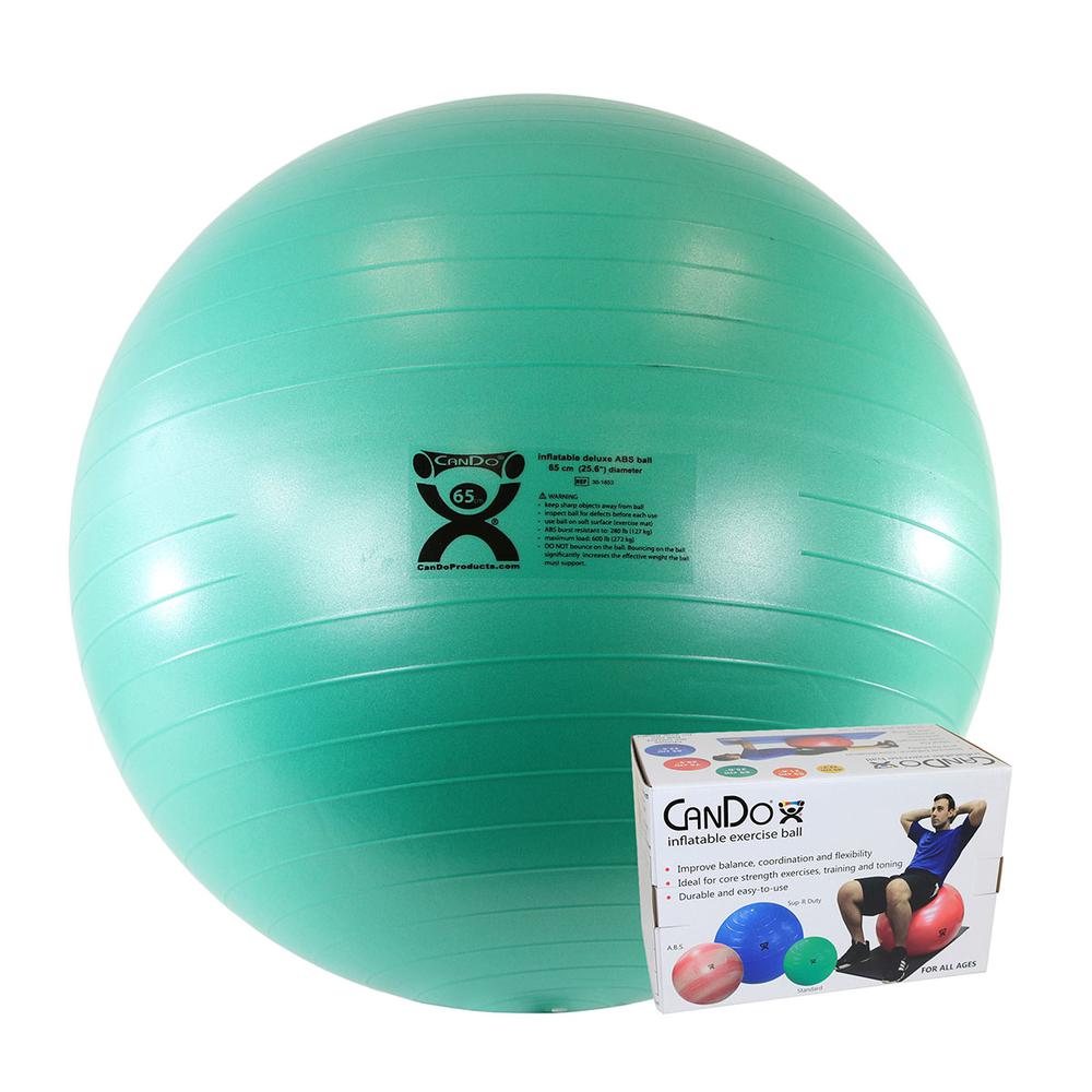 CanDo Inflatable Exercise Ball - ABS Extra Thick - Green - 26" (65 cm), Retail Box. Picture 1