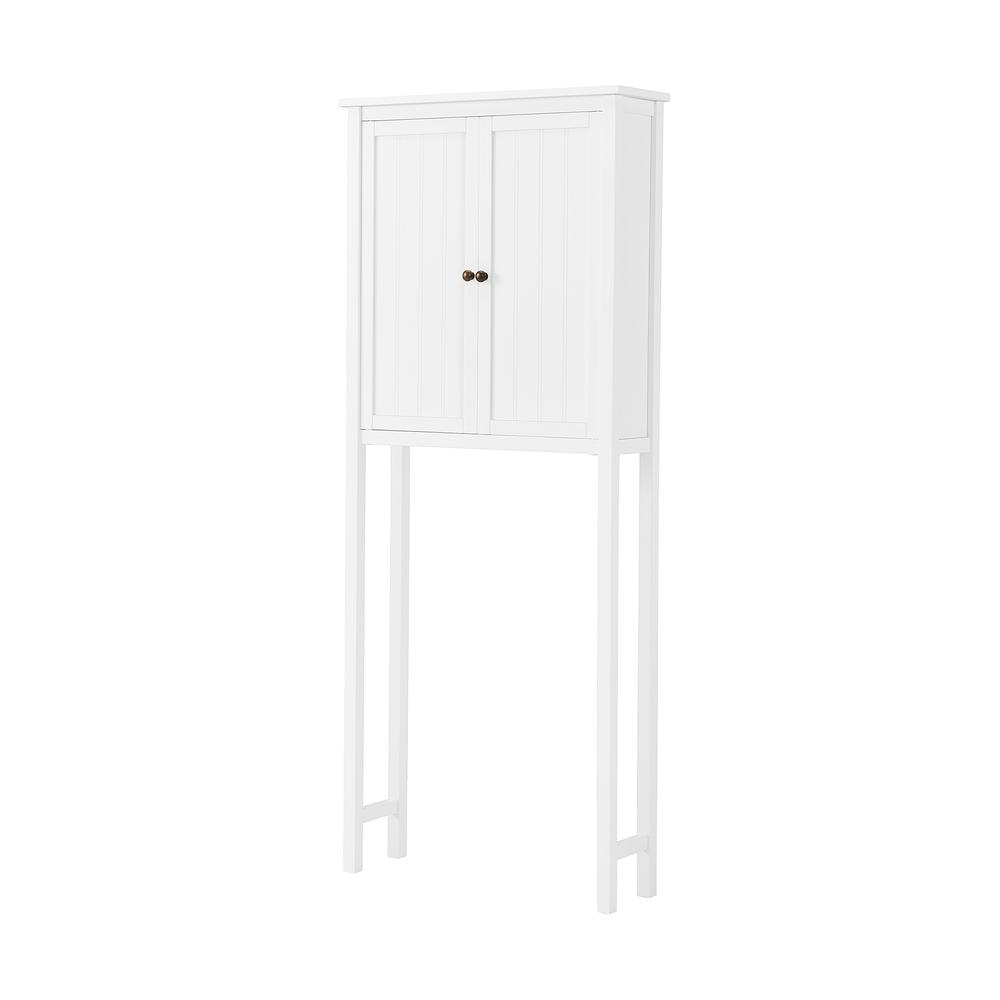 Dover Over Toilet Hutch with 2 Doors, Wall Mounted Bathroom Storage Cabinet with 2 Doors and Towel Rod. Picture 4