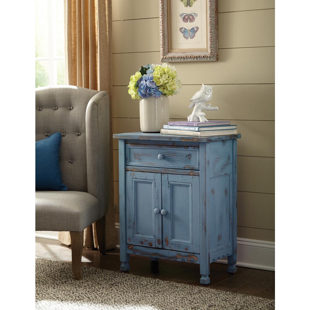 Country Cottage Accent Cabinet, Blue Antique Finish. Picture 7