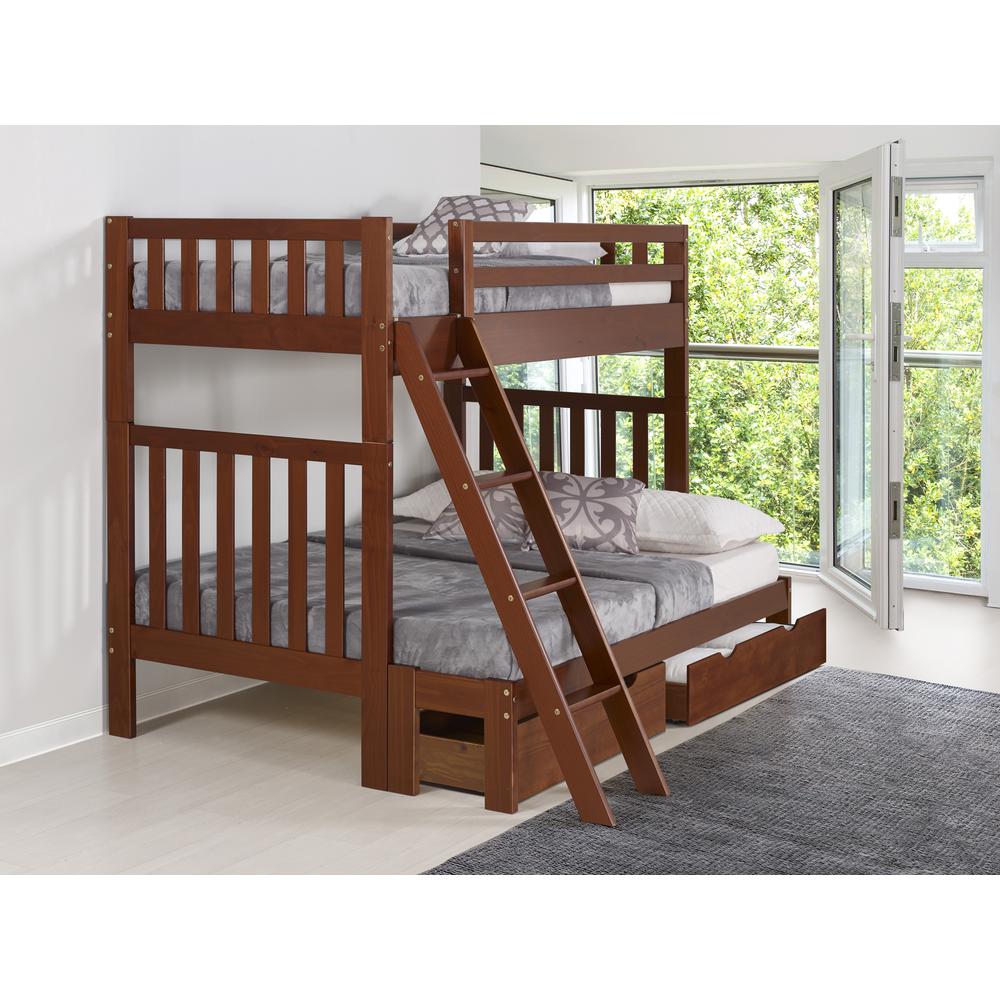 Aurora Twin Over Full Wood Bunk Bed with Storage Drawers. Picture 2
