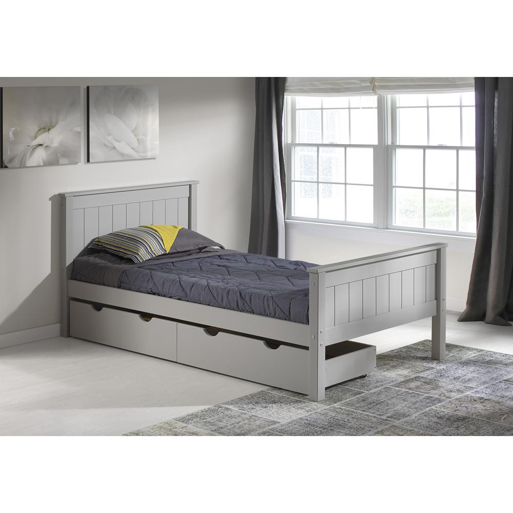 Harmony Twin Wood Platform Bed with Storage Drawers, Dove Gray. Picture 2