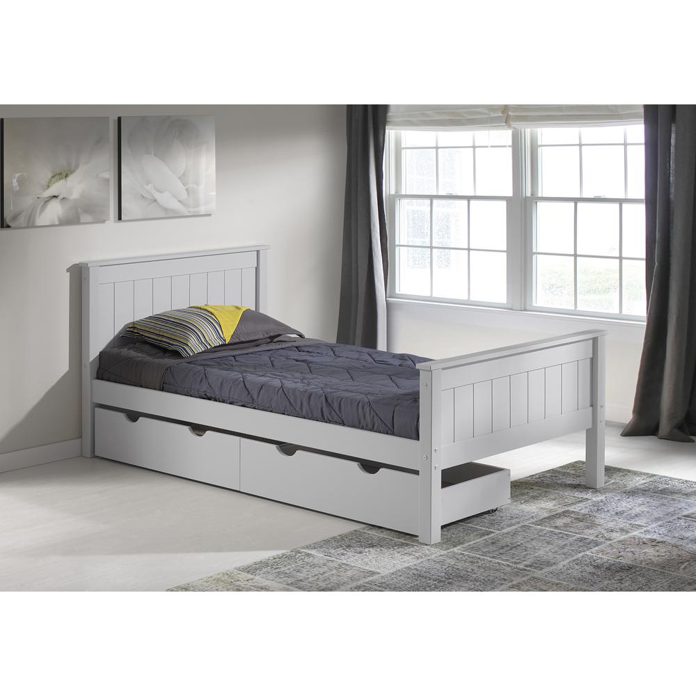 Harmony Twin Wood Platform Bed with Storage Drawers, Dove Gray. Picture 3