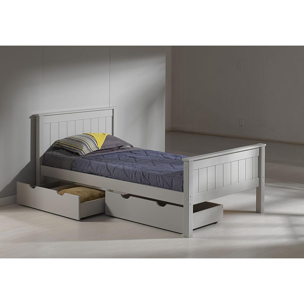 Harmony Twin Wood Platform Bed with Storage Drawers, Dove Gray. Picture 4