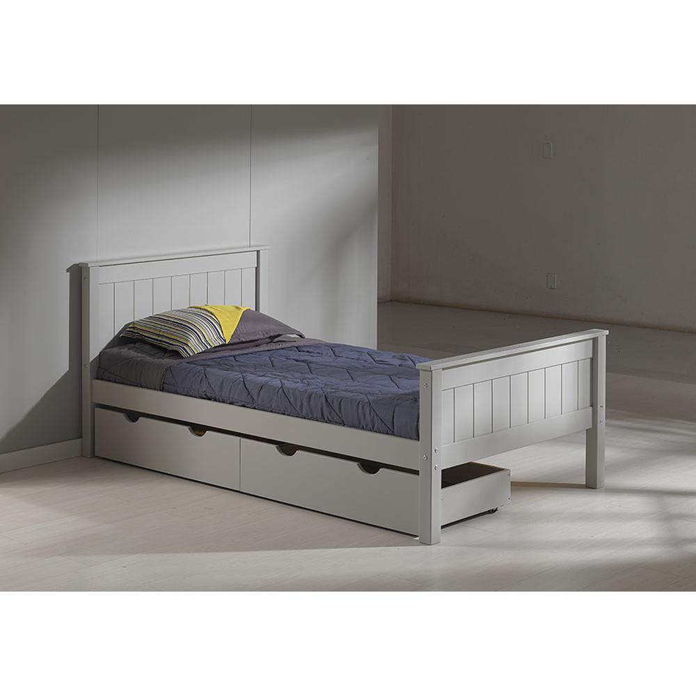 Harmony Twin Wood Platform Bed with Storage Drawers, Dove Gray. Picture 5