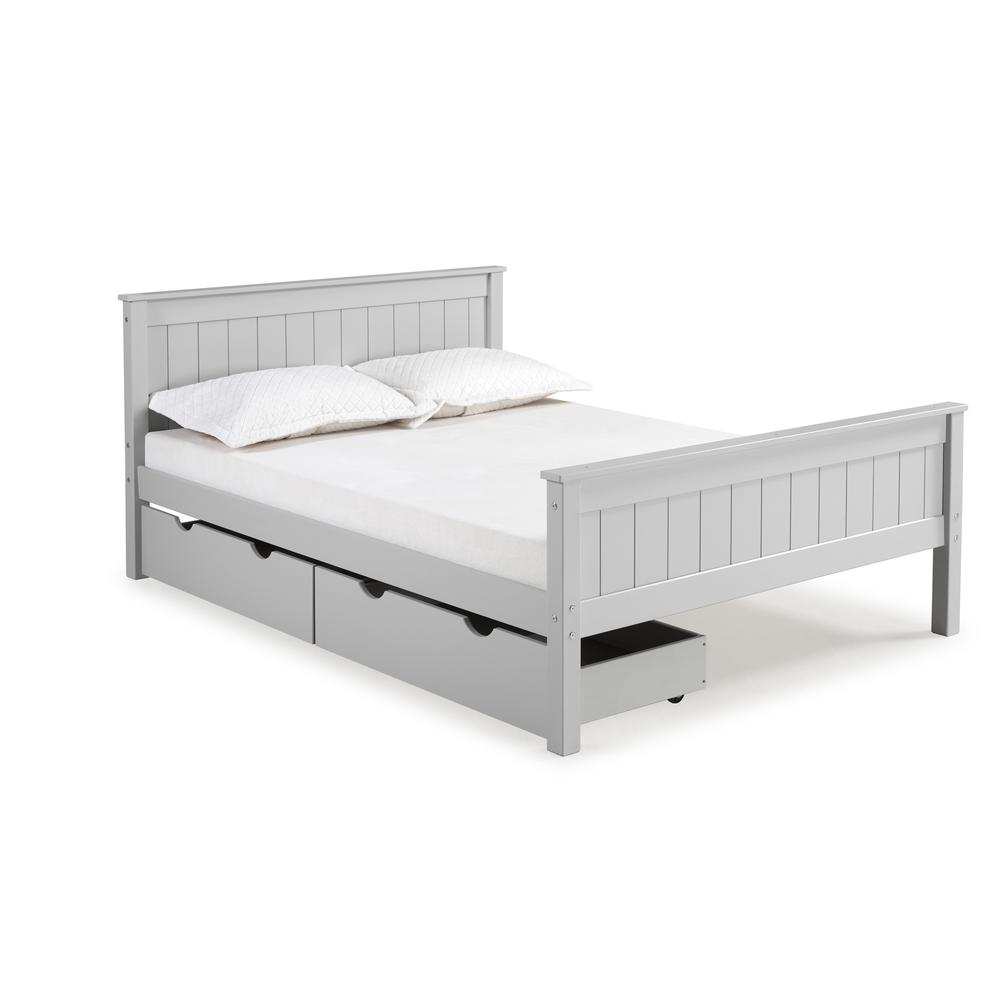 Harmony Full Wood Platform Bed with Storage Drawers, Dove Gray. Picture 1