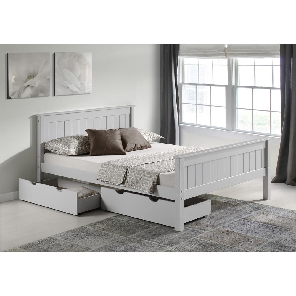 Harmony Full Wood Platform Bed with Storage Drawers, Dove Gray. Picture 2