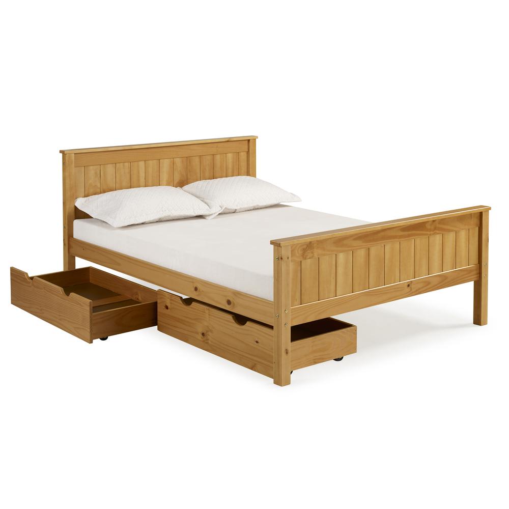 Harmony Full Wood Platform Bed with Storage Drawers, Cinnamon. Picture 1