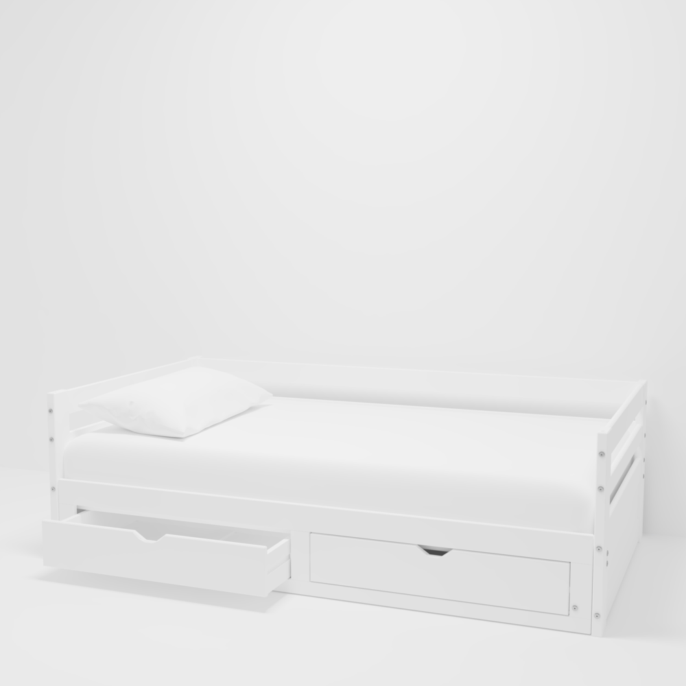 Jasper Twin to King Extending Day Bed with Storage Drawers, White. Picture 17