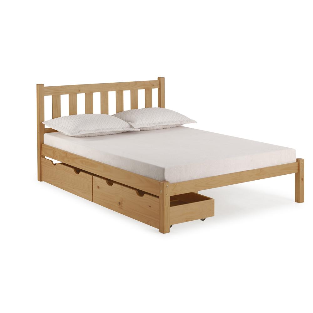 Poppy Full Wood Platform Bed with Storage Drawers, Cinnamon. Picture 1