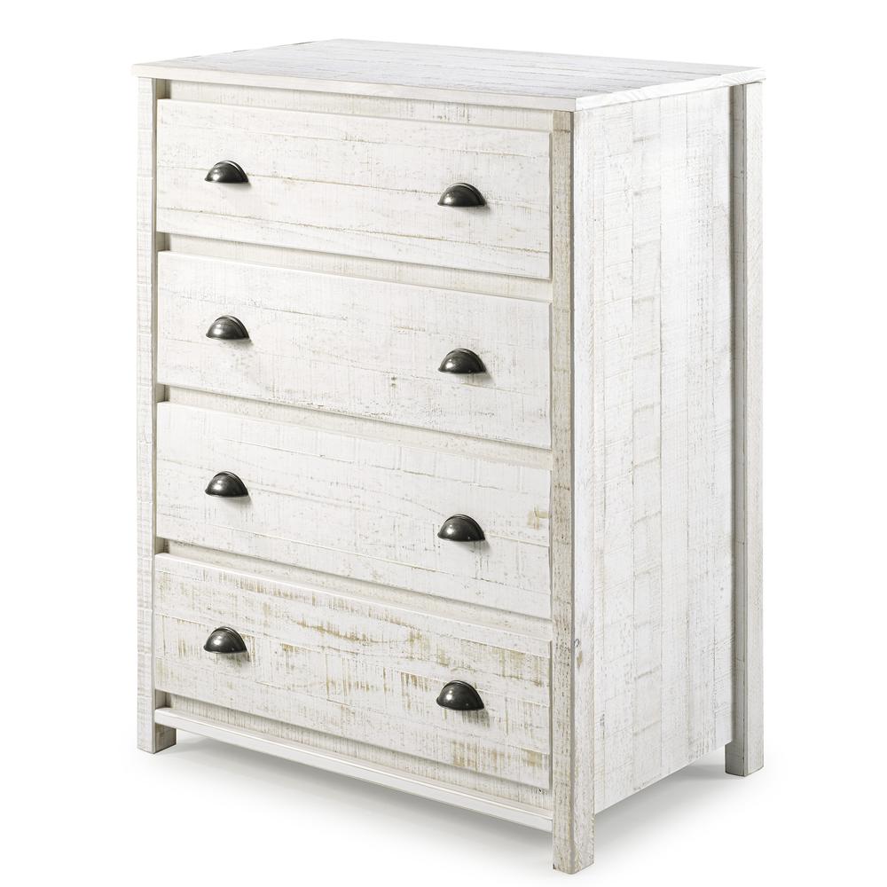 Rustic 4-Drawer Chest, Rustic White. Picture 7