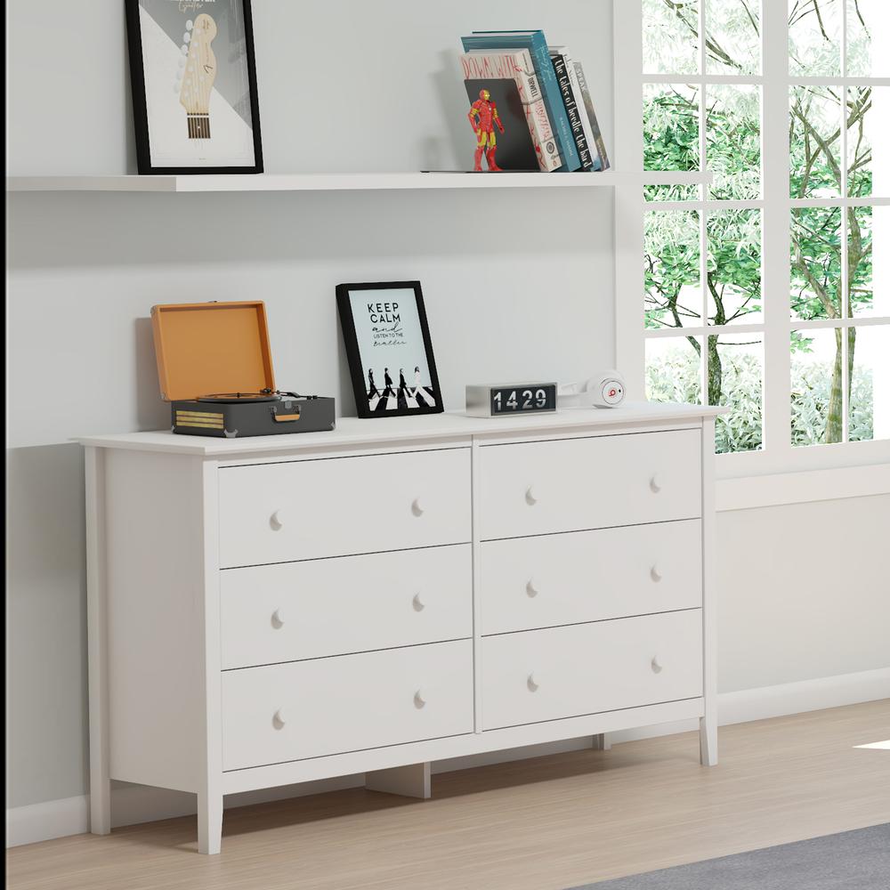 Simplicity 6-Drawer Dresser, White. Picture 9
