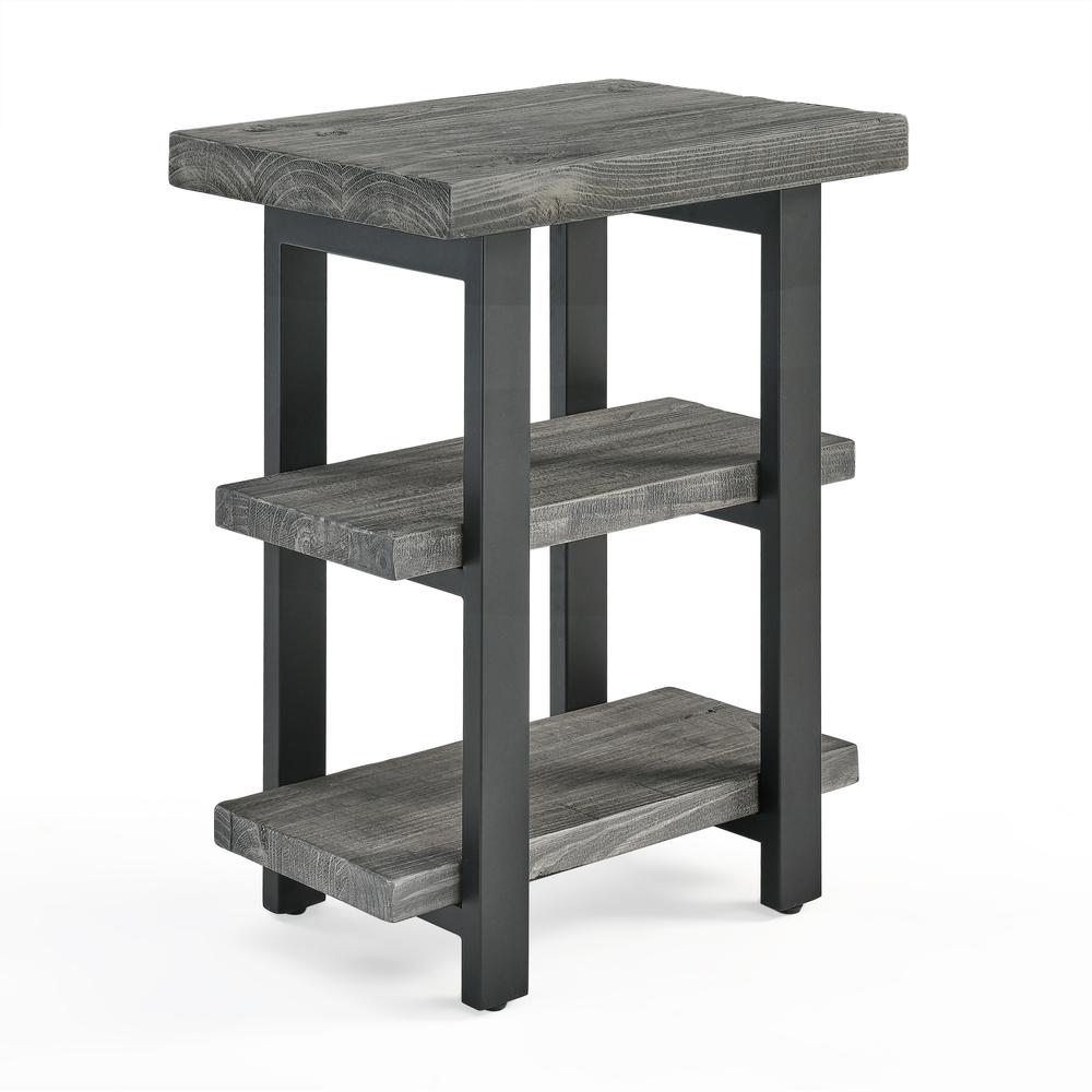 Pomona Metal and Reclaimed Wood 2-Shelf End Table, Slate Gray. Picture 8