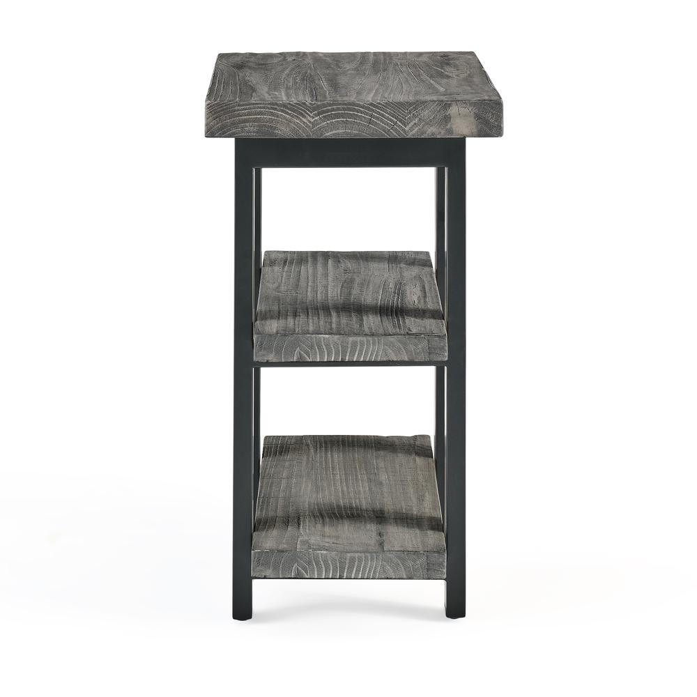 Pomona Metal and Reclaimed Wood 2-Shelf End Table, Slate Gray. Picture 11