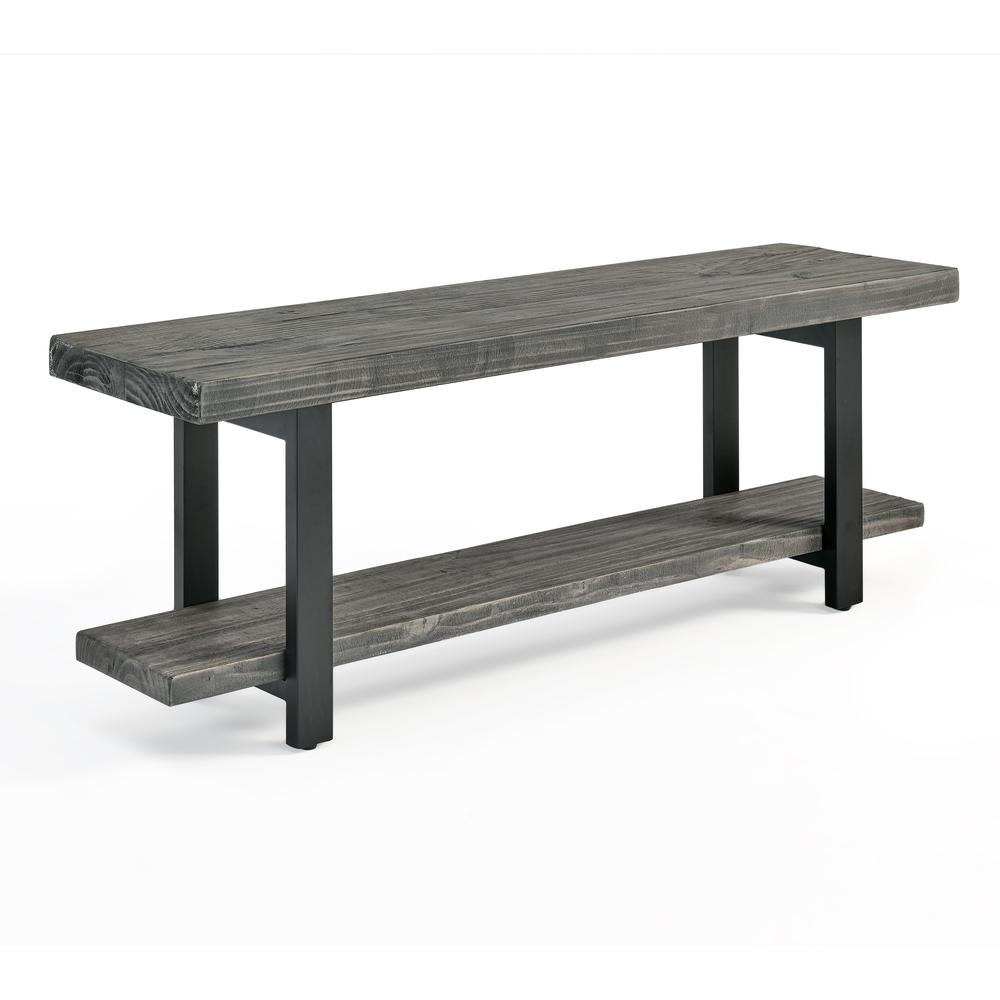 Pomona Metal and Reclaimed Wood Bench, Slate Gray. Picture 8