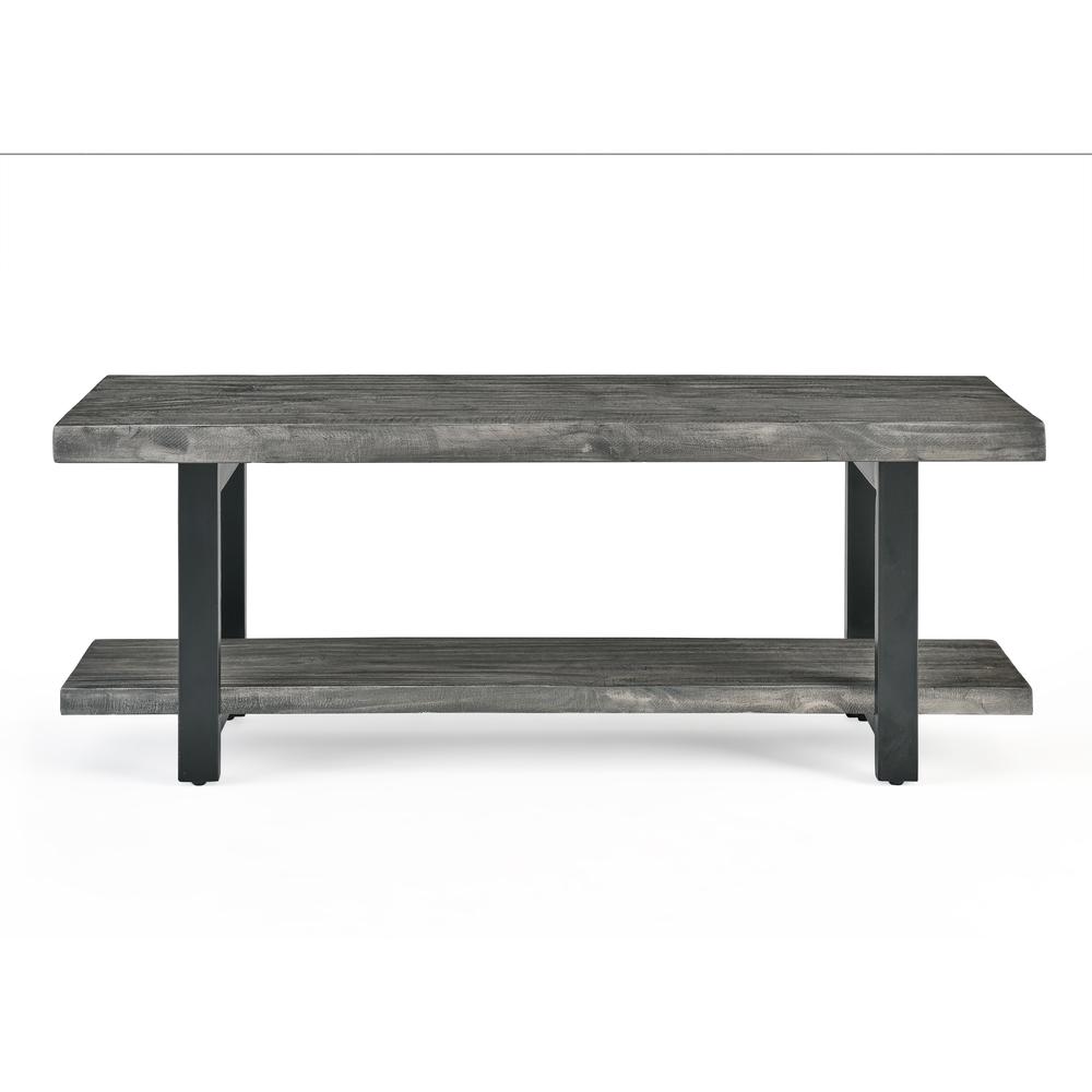 Pomona Metal and Reclaimed Wood Bench, Slate Gray. Picture 10