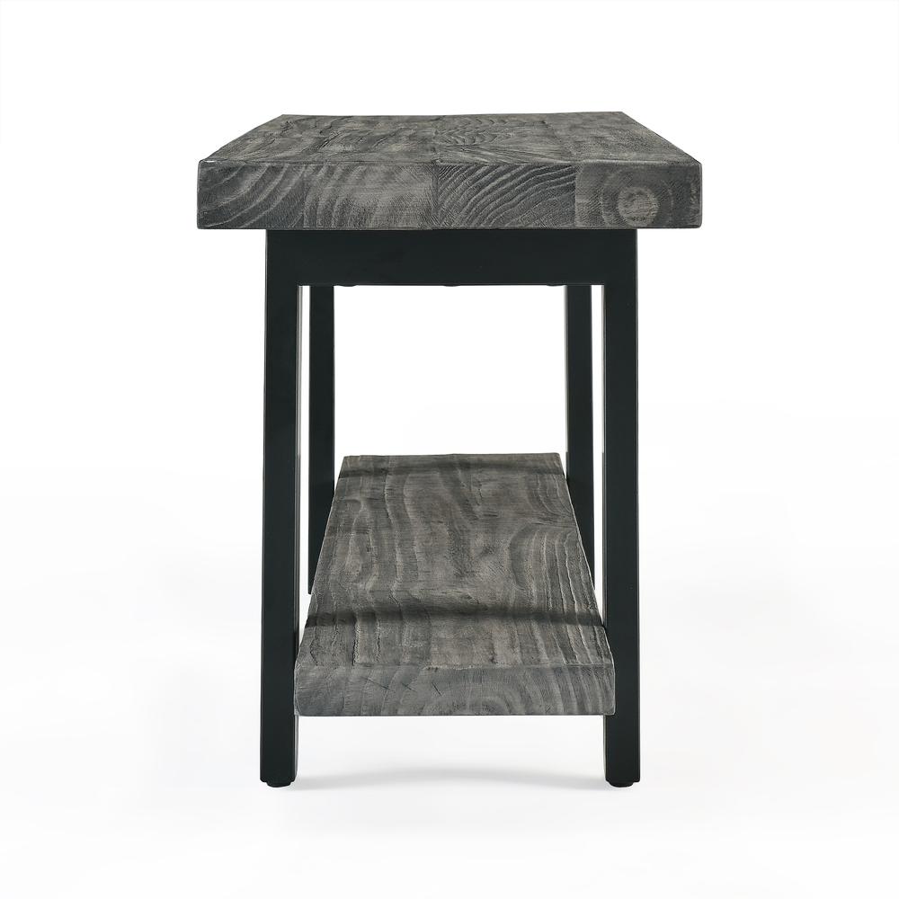 Pomona Metal and Reclaimed Wood Bench, Slate Gray. Picture 11
