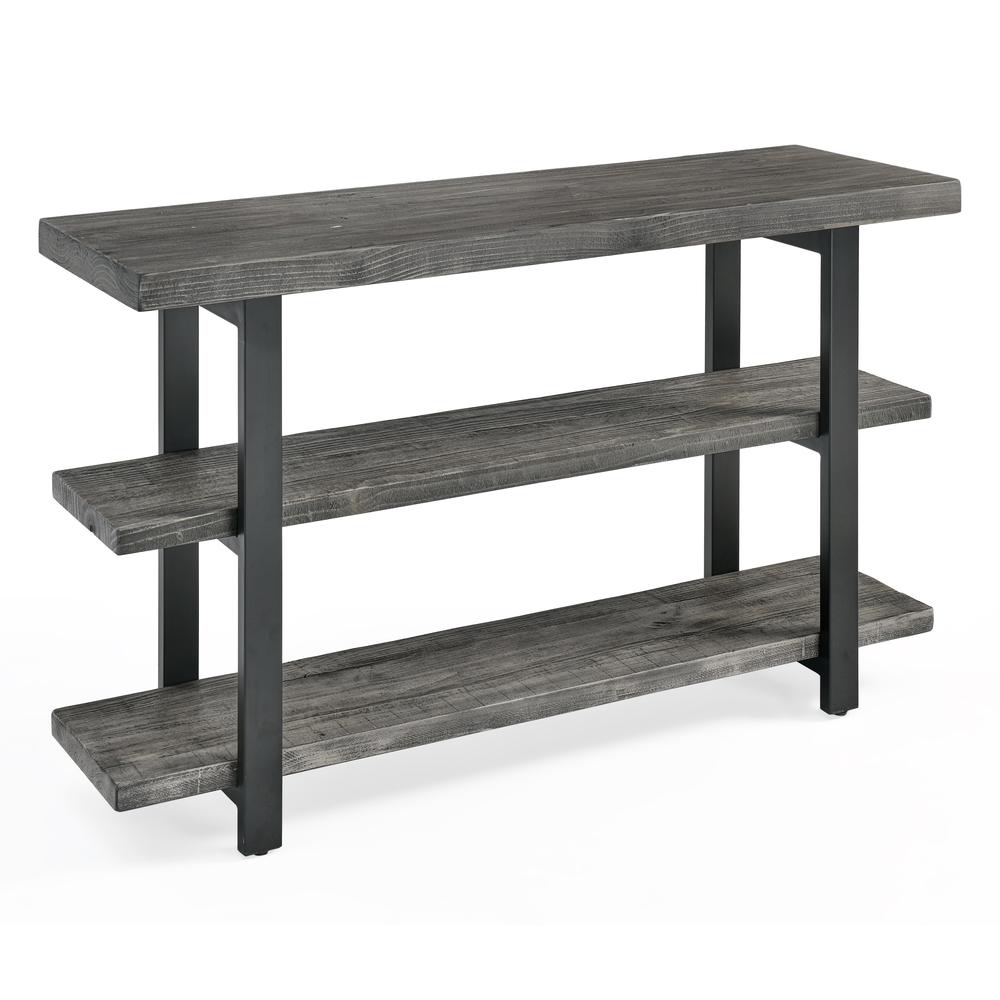 Pomona 48" Metal and Reclaimed Wood Media/Console Table, Slate Gray. Picture 9