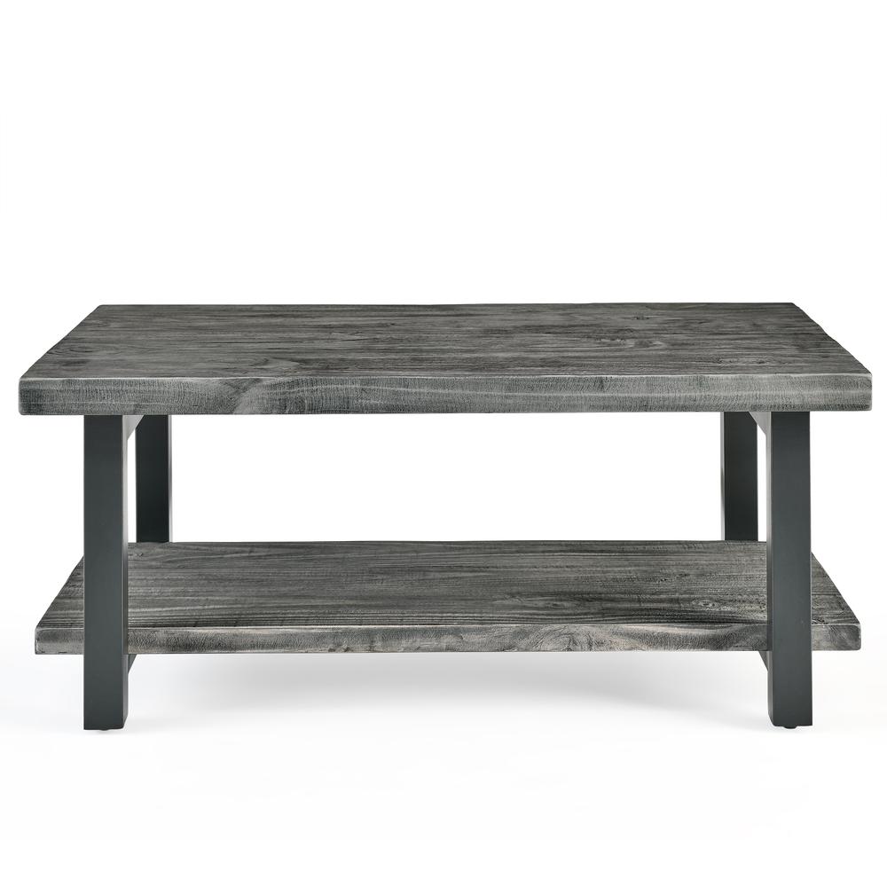 Pomona 42" Metal and Reclaimed Wood Coffee Table, Slate Gray. Picture 1