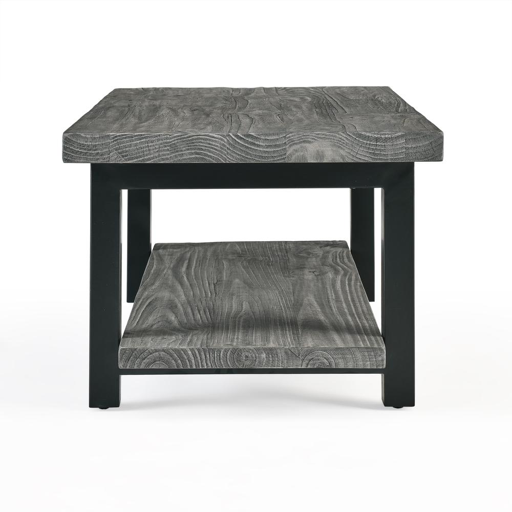 Pomona 42" Metal and Reclaimed Wood Coffee Table, Slate Gray. Picture 3