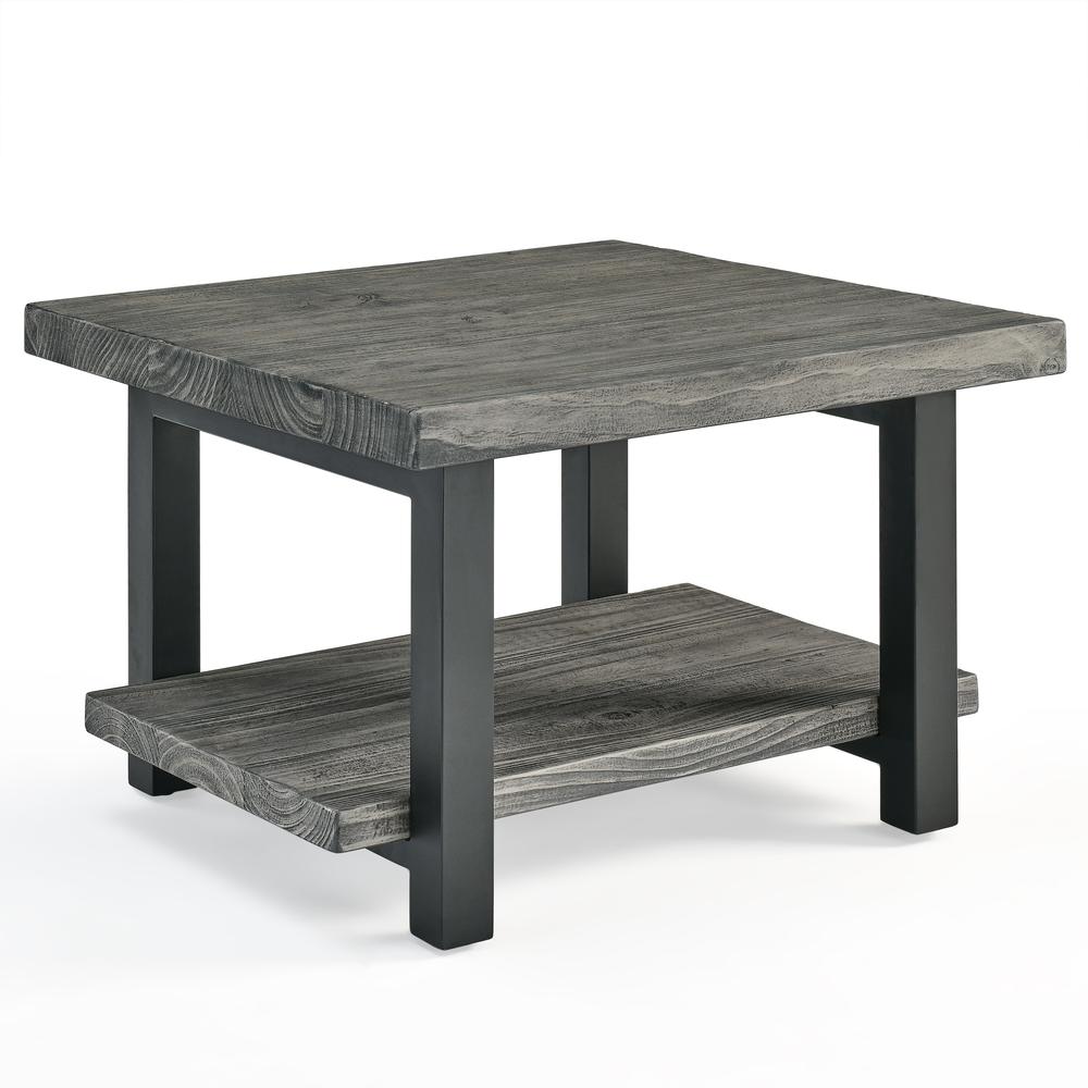Pomona 27" Metal and Reclaimed Wood Square Coffee Table, Slate Gray. Picture 7