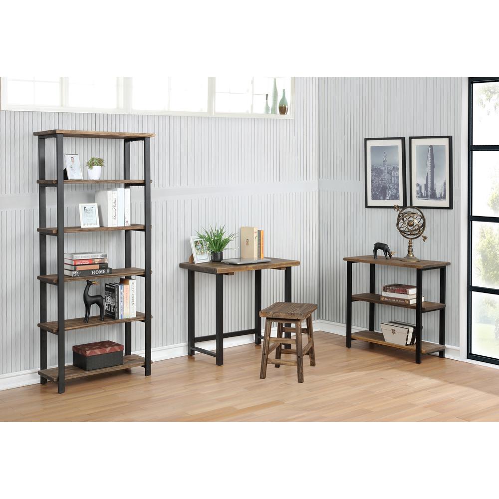 Pomona 31"H 2-Shelf Metal and Solid Wood Under-Window Bookcase. Picture 15