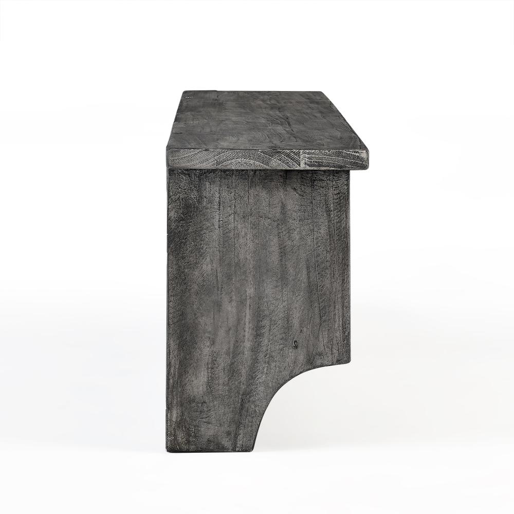 Pomona 48" Metal and Reclaimed Wood Entryway Coat Hook with Storage Cubbies, Slate Gray. Picture 11
